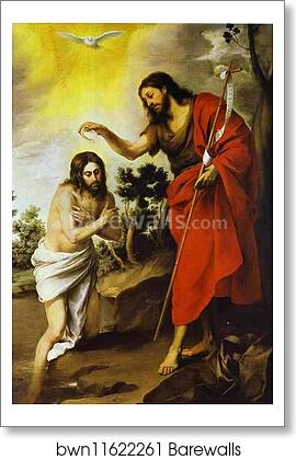 The Baptism of Christ by Bartolomé Esteban Murillo, Art Print The Baptism of Christ by Bartolomé Esteban Murillo, Art Print