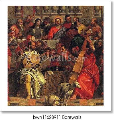 The Marriage Feast at Cana. Detail by Paolo Veronese, Art Print The Marriage Feast at Cana. Detail by Paolo Veronese, Art Print