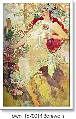 Autumn by Alphonse Mucha, Art Print