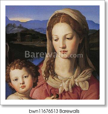 The Madonna and Child with St.Elisabeth and the Infant St. John the Baptist. Detail by Agnolo Bronzino, Art Print