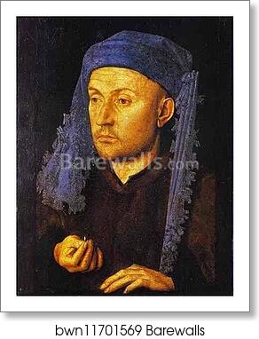 Man in a Blue Turban by Jan Van Eyck, Art Print