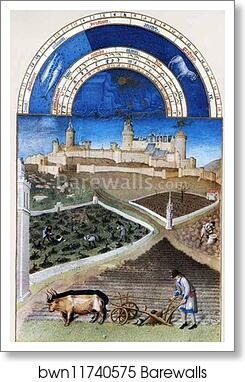 Les trÄ�s riches heures du Duc de Berry. March. Château de Lusignan by Limbourg Brothers, Art Print Les trÄ�s riches heures du Duc de Berry. March. Château de Lusignan by Limbourg Brothers, Art Print