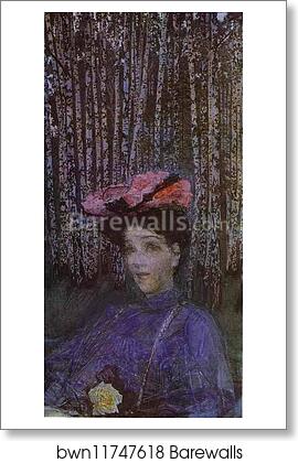 Portrait of N. Zabela-Vrubel on the Edge of a Birch Grove by Mikhail Vrubel, Art Print Portrait of N. Zabela-Vrubel on the Edge of a Birch Grove by Mikhail Vrubel, Art Print