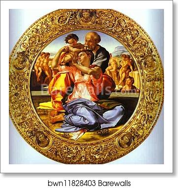 Doni Tondo - The Holy Family with St. John the Baptist by Michelangelo, Art Print