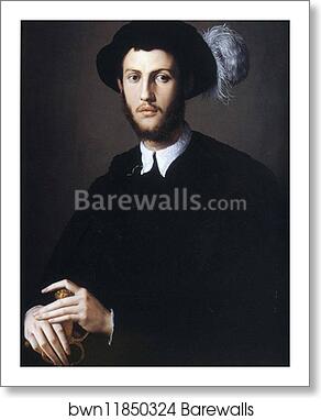 Portrait of Young Man in a Hat with a Feather by Agnolo Bronzino, Art Print