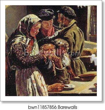 Lunch. Study for the painting "Flea market in Moscow". Detail by Vladimir Makovsky, Art Print Lunch. Study for the painting "Flea market in Moscow". Detail by Vladimir Makovsky, Art Print