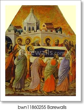 Maestà (front, crowning panels) The Funeral Procession. Detail by Duccio Di Buoninsegna, Art Print Maestà (front, crowning panels) The Funeral Procession. Detail by Duccio Di Buoninsegna, Art Print