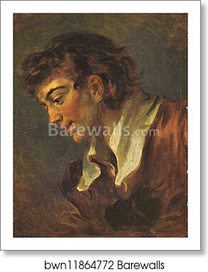 Head of a Young Man by Jean-Honoré Fragonard, Art Print