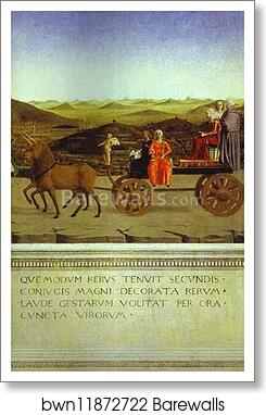 Allegorical Triumph of Federico da Mantefeltro. Reverse of Portraits of Batista Sforza by Piero Della Francesca, Art Print