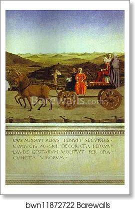 Allegorical Triumph of Federico da Mantefeltro. Reverse of Portraits of Batista Sforza by Piero Della Francesca, Art Print Allegorical Triumph of Federico da Mantefeltro. Reverse of Portraits of Batista Sforza by Piero Della Francesca, Art Print