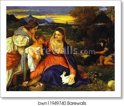 Madonna and Child with St. Catherine and a Rabbit by Titian, Art Print