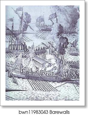 Battle of Gangut, June 27, 1714. Detail by Alexey Zubov, Art Print