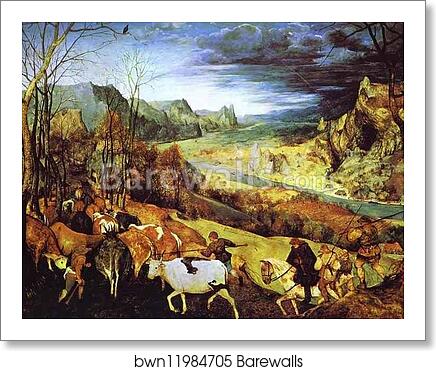 The Return of the Herd (November) by Pieter Bruegel The Elder, Art Print