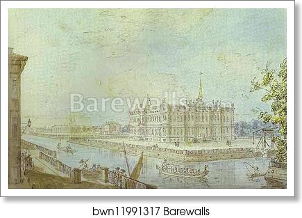 View of the Mikhailovsky Castle in St. Petersburg by Fedor Alekseev, Art Print