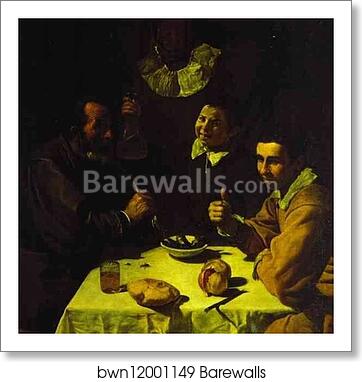 Three Men at Table by Diego Velázquez, Art Print