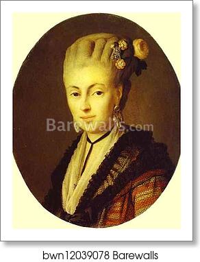 Portrait of a Young Woman in a Red Dress by Carl-Ludwig Johann Christineck, Art Print