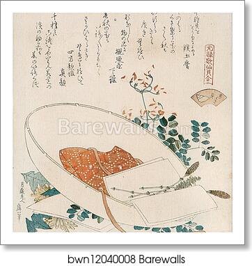 Myriad grasses shell (Chigusagai)from the series 'A shell-matching game with Genroku thirty-six linked verses (Genroku kasen kai-awase)' by Katsushika Hokusai, Art Print