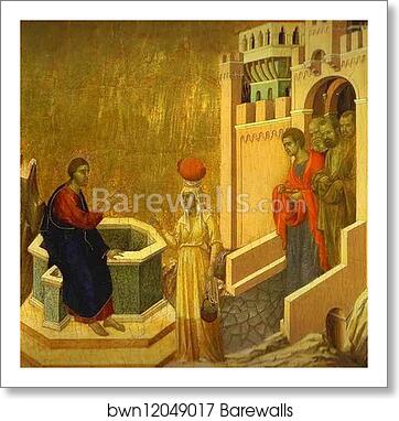 Maestà (back, predella) Jesus and the Samaritan Woman by Duccio Di Buoninsegna, Art Print Maestà (back, predella) Jesus and the Samaritan Woman by Duccio Di Buoninsegna, Art Print