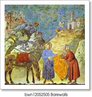 St. Francis Giving His Cloak to a Poor Man by Giotto, Art Print