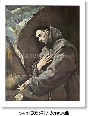 St. Francis in Meditation by El Greco, Art Print