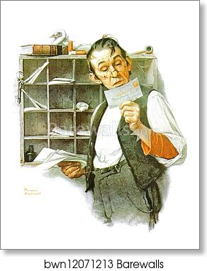 Sorting Mail by Norman Rockwell, Art Print