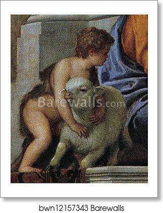 Holy Family with Saint John the Baptist, Saint Abthony Abbot, and Saint Catherine. Detail by Paolo Veronese, Art Print Holy Family with Saint John the Baptist, Saint Abthony Abbot, and Saint Catherine. Detail by Paolo Veronese, Art Print