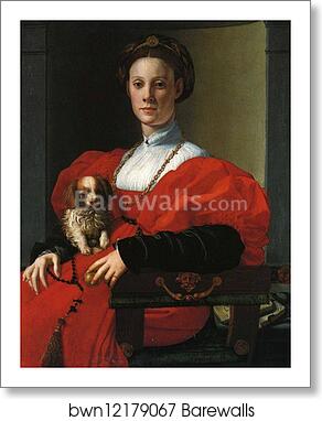 Portrait of a Lady with Dog by Agnolo Bronzino, Art Print