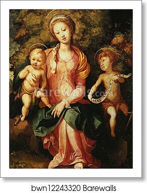 Madonna and Child with the Young Saint John by Jacopo Carrucci, Known As Pontormo, Art Print