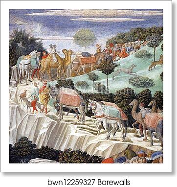 Procession of the Magus Caspar. Detail by Benozzo Gozzoli, Art Print