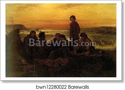 Peasant Boys Watching Horses at Night by Vladimir Makovsky, Art Print Peasant Boys Watching Horses at Night by Vladimir Makovsky, Art Print