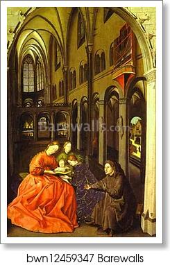Madonna and Saints in a Church by Konrad Witz, Art Print