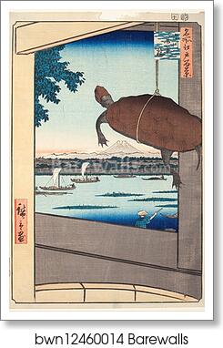 Mannen Bridge, Fukagawa, from the series "One Hundred Famous Views of Edo" by Utagawa Hiroshige, Art Print