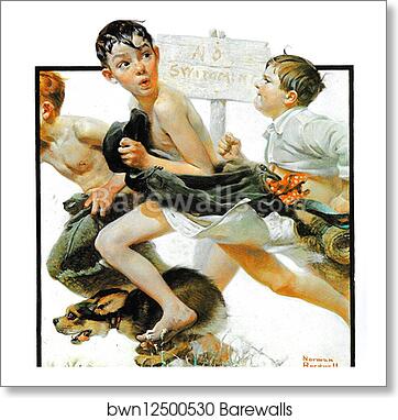 No Swimming by Norman Rockwell, Art Print