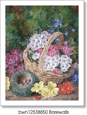 Basket with Flowers by George Clare, Art Print
