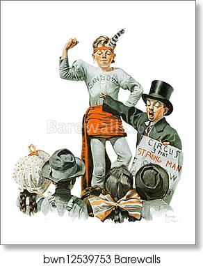 The Circus Barker by Norman Rockwell, Art Print