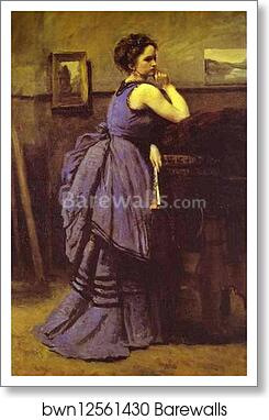 Woman in Blue by Jean-Baptiste-Camille Corot, Art Print