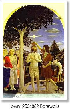 Baptism of Christ by Piero Della Francesca, Art Print