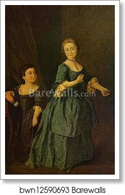 Portrait of F. S. Rzhevskaya and Princess N. M. Davydova by Dmitry Levitzky, Art Print
