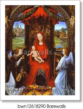 Madonna and Child with Two Angels by Hans Memling, Art Print Madonna and Child with Two Angels by Hans Memling, Art Print