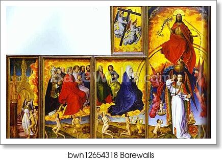 Beaune Altarpiece, interior showing the Last Judgment by Rogier Van Der Weyden, Art Print
