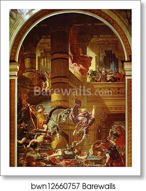 Heliodorus Driven from the Temple by Eugène Delacroix, Art Print