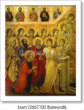 Maestà (front, central panel, detail of) The Mother of God Enthroned with the Christ Child, amidst Angels and Saints by Duccio Di Buoninsegna, Art Print Maestà (front, central panel, detail of) The Mother of God Enthroned with the Christ Child, amidst Angels and Saints by Duccio Di Buoninsegna, Art Print