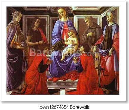 Madonna and Child with Six Saints by Alessandro Botticelli, Art Print