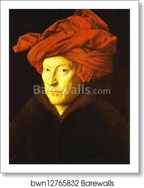 Man in a Red Turban by Jan Van Eyck, Art Print