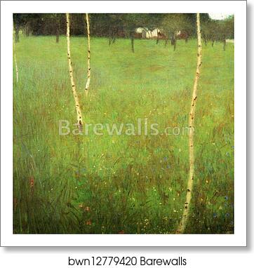 Farmhouses with Birch Trees by Gustav Klimt, Art Print