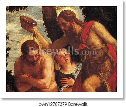The Baptism of Christ. Detail by Paolo Veronese, Art Print