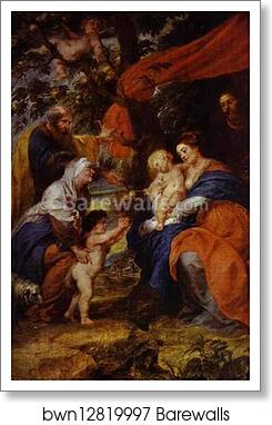 The St. Ildefonso Altar (outer wings). The Holy Family under the Apple-Tree by Peter Paul Rubens, Art Print
