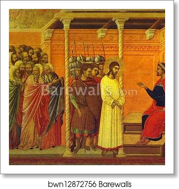 Maestà (back, central panel) Pontius Pilate’s Second Interrogation of Christ by Duccio Di Buoninsegna, Art Print