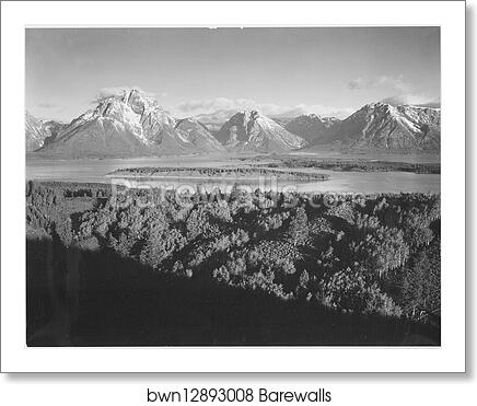 Mt. Moran and Jackson Lake from Signal Hill, Grand "Teton National Park," Wyoming.  Photographs of National Parks and Monuments, compiled 1941 - 1942, documenting the period ca. 1933 - 1942 by Ansel Adams (1902-1984), Art Print