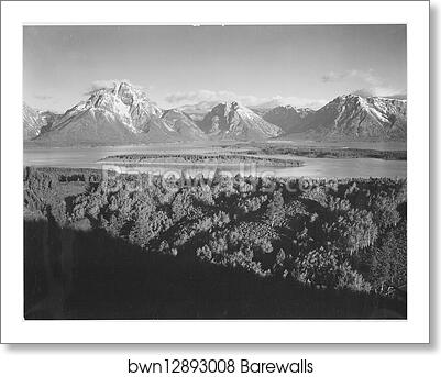 Mt. Moran and Jackson Lake from Signal Hill, Grand "Teton National Park," Wyoming. Photographs of National Parks and Monuments, compiled 1941 - 1942, documenting the period ca. 1933 - 1942 by Ansel Adams (1902-1984), Art Print Mt. Moran and Jackson Lake from Signal Hill, Grand "Teton National Park," Wyoming. Photographs of National Parks and Monuments, compiled 1941 - 1942, documenting the period ca. 1933 - 1942 by Ansel Adams (1902-1984), Art Print
